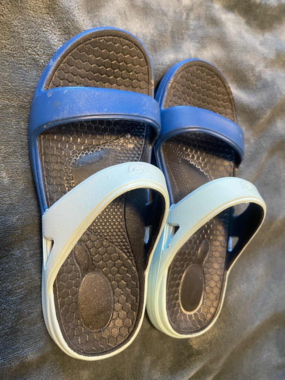 Spenco Orthotic Slide Sandals Fusion Double Strap Blue Womens Size 7 Orthotic